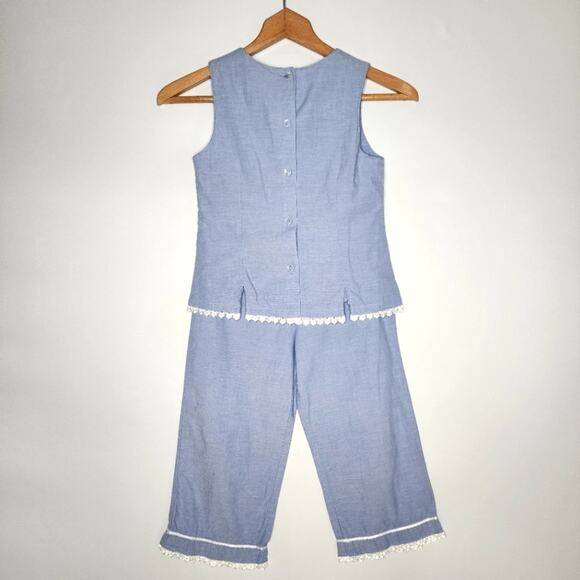 Lydia Jane Blue 2 Pc Summer Pants Top Set Girl's Size 8 - Picture 4 of 8